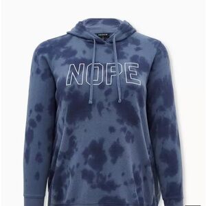 Torrid Nope Blue Tie-Dye Fleece Side Zip Tunic Hoodie Size 1